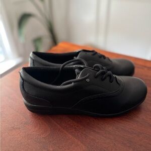 Dr. Scholl's Advanced Comfort Oxford Women’s Shoe Black Leather 10 W Lace up